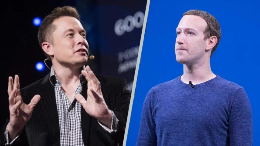 Twitter CEO Elon Musk with Meta Threads CEO Mark Zuckerberg 